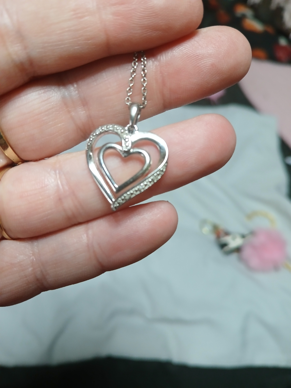Silver Heart Pendant Necklace - Elegant Double Heart Design